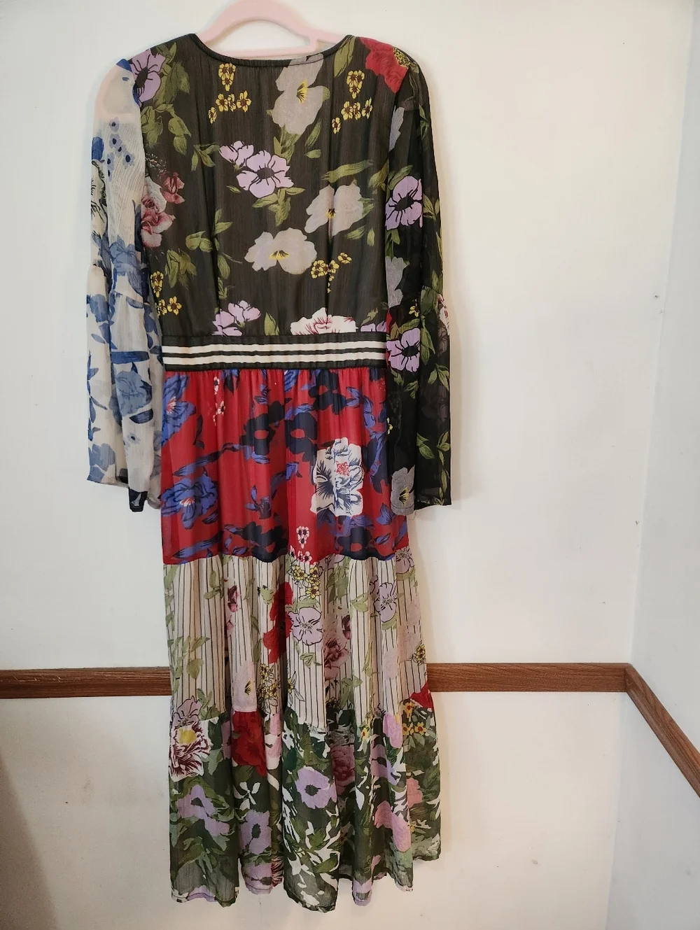 Kaktus Mixed Floral Pattern Tiered Maxi Dress Medium Art To Wear Boho Cottagecor - Picture 2 of 9